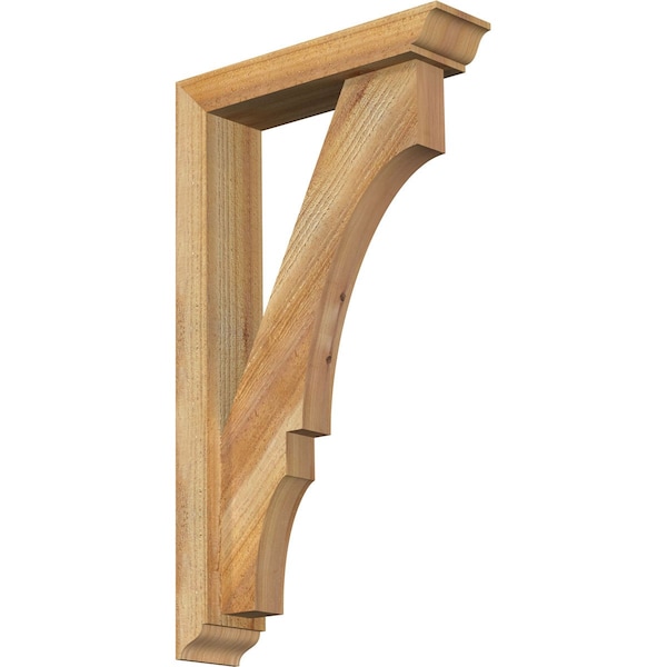 Ekena Millwork Balboa Traditional Rough Sawn Bracket w/ Offset Brace, Western Red Cedar, 4"W x 16"D x 28"H BKT0402X16X28BOA01RWR - main
